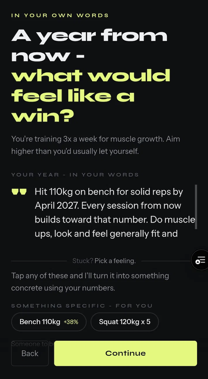 Forge goal setting